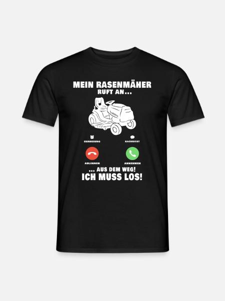 Rasenmäher Telefonanruf Gärtner Gartenarbeit - Männer T-Shirt - Schwarz
