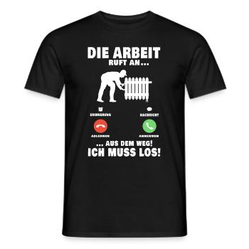 Heizungsbauer Anruf Heizung Anlagenmechaniker - Männer T-Shirt - Schwarz - Vorne - AI Model Male 178 light (178cm)