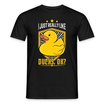 J'aime vraiment les canards ok? Cadeau de canard en caoutchouc - T-shirt homme - noir - Devant - AI Model Male 178 light (178cm)