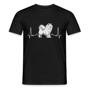 Samoyed heartbeat sled dog Samoyed - Men's T-Shirt - black - Front - AI Model Male 178 light (178cm)