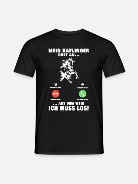 Haflinger Pferd Telefon Reiterin Pferdemädchen - Männer T-Shirt - Schwarz