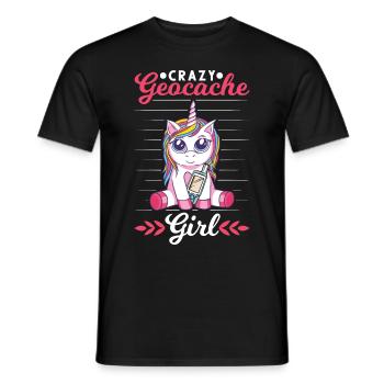 Crazy Geocache Girl Geocacher Geocaching - Men's T-Shirt - black - Front - AI Model Male 178 light (178cm)