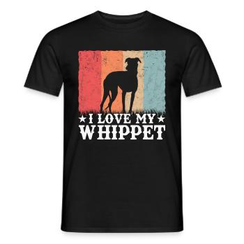 J'aime mon chien Whippet Greyhound Retro - T-shirt homme - noir - Devant - AI Model Male 178 light (178cm)