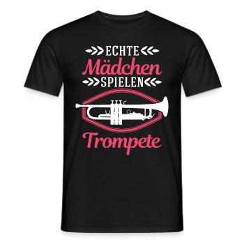 Echte Mädchen spielen Trompete Trompetistin - Männer T-Shirt - Schwarz - Vorne - AI Model Male 178 light (178cm)