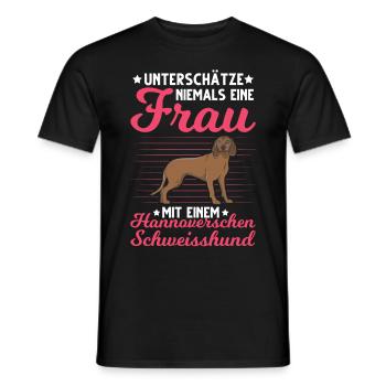 Hannoverscher Schweißhund Frau Jagdhund - Männer T-Shirt - Schwarz - Vorne - AI Model Male 178 light (178cm)