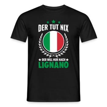 Der tut nix Der will nur nach Lignano Italien - Männer T-Shirt - Schwarz - Vorne - AI Model Male 178 light (178cm)