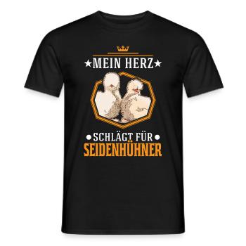 Seidenhuhn Herz Seidenhühner Silkie Huhn - Männer T-Shirt - Schwarz - Vorne - AI Model Male 178 light (178cm)