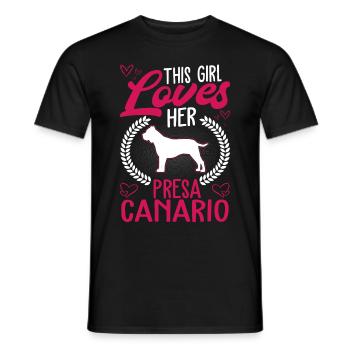 This girl loves her Presa Canario Dogo Canario - Männer T-Shirt - Schwarz - Vorne - AI Model Male 178 light (178cm)