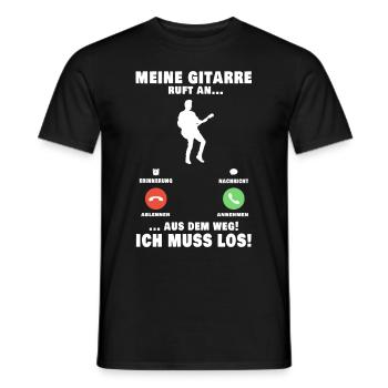 Meine Gitarre ruft an Gitarrist E-Gitarre Geschenk - Männer T-Shirt - Schwarz - Vorne - AI Model Male 178 light (178cm)