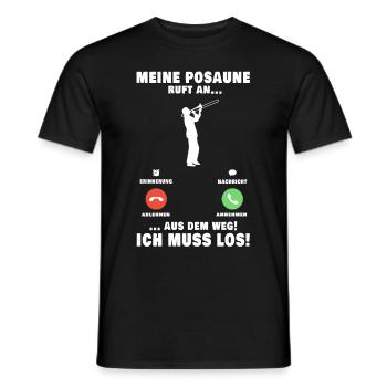 Meine Posaune ruft an Posaunist Posaunenspieler - Männer T-Shirt - Schwarz - Vorne - AI Model Male 178 light (178cm)