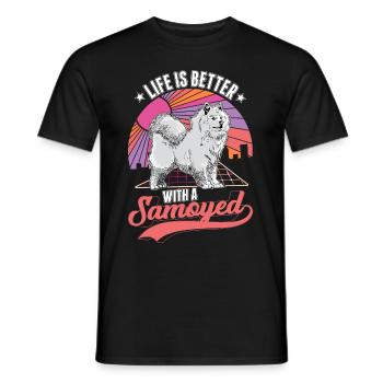 Life is better with a Samoyed Samojede Samojeden - T-shirt homme - noir - Devant - AI Model Male 178 light (178cm)