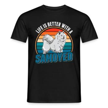 Life is better with a Samoyed Samojede Samojeden - T-shirt homme - noir - Devant - AI Model Male 178 light (178cm)