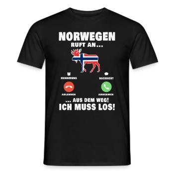 Norwegen ruft an Norwegische Flagge - Männer T-Shirt - Schwarz - Vorne - AI Model Male 178 light (178cm)