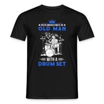 Batterie Old Man Batteur Batteur - T-shirt homme - noir - Devant - AI Model Male 178 light (178cm)