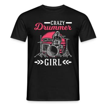 Crazy Drummer Girl Schlagzeug Schlagzeuger - Männer T-Shirt - Schwarz - Vorne - AI Model Male 178 light (178cm)