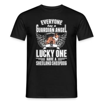 Shetland Sheepdog Guardian Angel Sheltie - T-shirt homme - noir - Devant - AI Model Male 178 light (178cm)