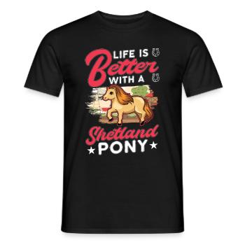 La vie est meilleure avec un Poney Shetland Shetlandpony - T-shirt homme - noir - Devant - AI Model Male 178 light (178cm)