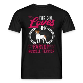This girl loves her Parson Russell Terrier - Men's T-Shirt - black - Front - AI Model Male 178 light (178cm)