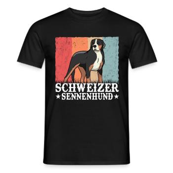 Großer Schweizer Sennenhund Retro - Männer T-Shirt - Schwarz - Vorne - AI Model Male 178 light (178cm)