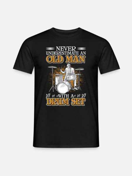 Drums Old Man Drummer Drummer - Heren T-shirt - zwart
