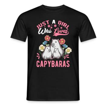 Just a girl who loves capybaras capybara - Men's T-Shirt - black - Front - AI Model Male 178 light (178cm)