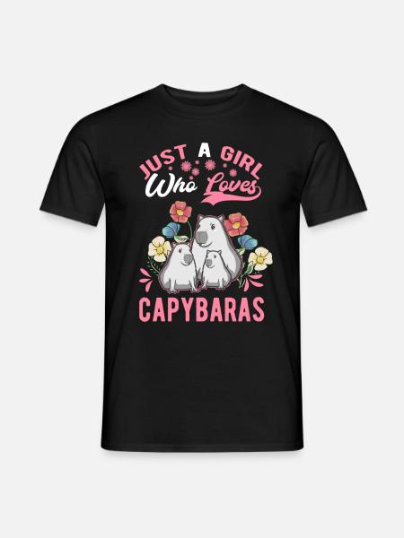 Just a girl who loves capybaras Wasserschwein - Männer T-Shirt - Schwarz
