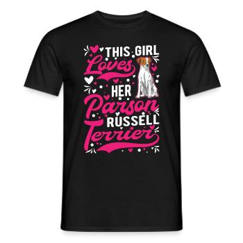 This girl loves her Parson Russell Terrier - Men's T-Shirt - black - Front - AI Model Male 178 light (178cm)