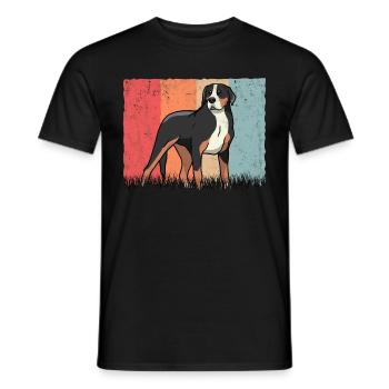 Grand chien de montagne suisse rétro - T-shirt homme - noir - Devant - AI Model Male 178 light (178cm)