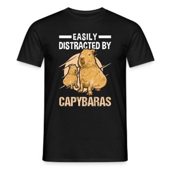 Easily distracted by Capybaras Wasserschwein - Männer T-Shirt - Schwarz - Vorne - AI Model Male 178 light (178cm)