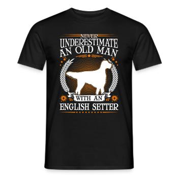 English Setter Old Man Englischer Setter - Men's T-Shirt - black - Front - AI Model Male 178 light (178cm)