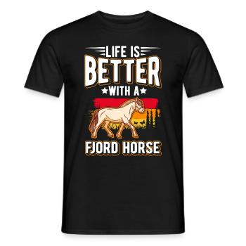 La vie est meilleure avec un Fjord Horse Fjordpferd - T-shirt homme - noir - Devant - AI Model Male 178 light (178cm)