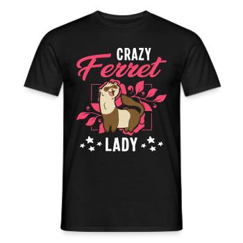 Crazy Ferret lady Frettchen - Men's T-Shirt - black - Front - AI Model Male 178 light (178cm)