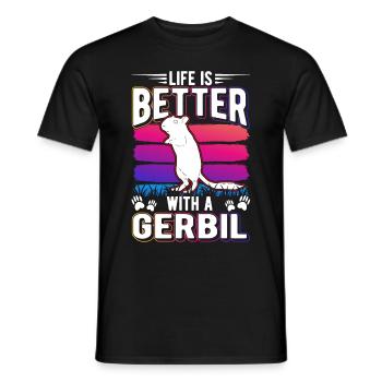Life is better with a Gerbil racing rat gerbil - Men's T-Shirt - black - Front - AI Model Male 178 light (178cm)