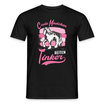 Coole Mädchen reiten Tinker Irish Tinker - Männer T-Shirt - Schwarz - Vorne - AI Model Male 178 light (178cm)