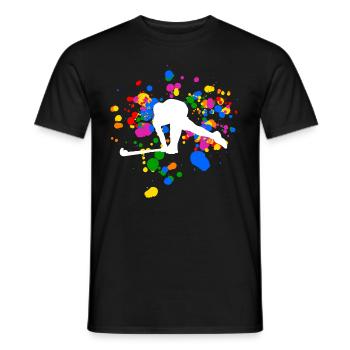 Colorful Field Hockey Design Shirt - Men's T-Shirt - black - Front - AI Model Male 178 light (178cm)