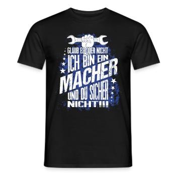 Ich bin ein Macher Profi Handwerker Schrauber Spaß - Männer T-Shirt - Schwarz - Vorne - AI Model Male 178 light (178cm)