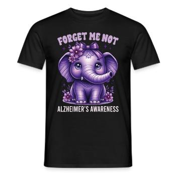 Forget Me Not Alzheimer Awareness Elephant - Men's T-Shirt - black - Front - AI Model Male 178 light (178cm)