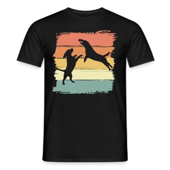 Beagle jouer avec la balle rétro vintage - T-shirt homme - noir - Devant - AI Model Male 178 light (178cm)