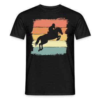 Chevaux d’équitation rétro vintage - T-shirt homme - noir - Devant - AI Model Male 178 light (178cm)