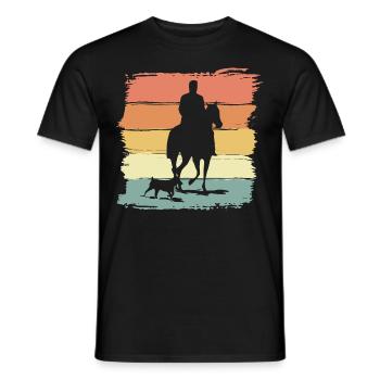 Monter à cheval avec chien rétro vintage - T-shirt homme - noir - Devant - AI Model Male 178 light (178cm)