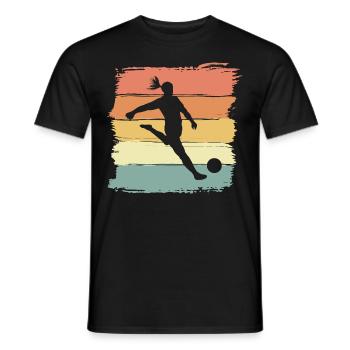 Women's football football retro vintage footballer - Men's T-Shirt - black - Front - AI Model Male 178 light (178cm)