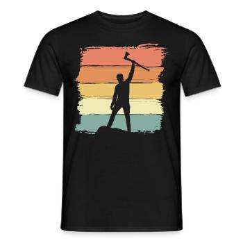 Holzfäller vintage retro Holz hacken - Männer T-Shirt - Schwarz - Vorne - AI Model Male 178 light (178cm)