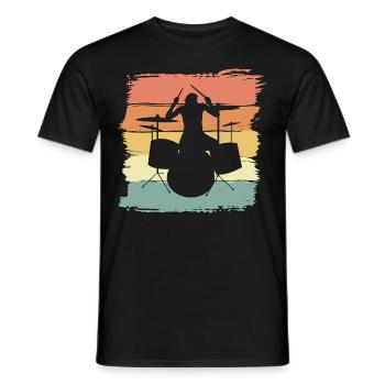 Schlagzeug Schlagzeuger retro vintage - Männer T-Shirt - Schwarz - Vorne - AI Model Male 178 light (178cm)