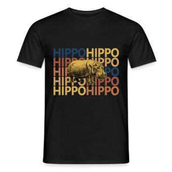 Nilpferd Retro Vintage - Männer T-Shirt - Schwarz - Vorne - AI Model Male 178 light (178cm)