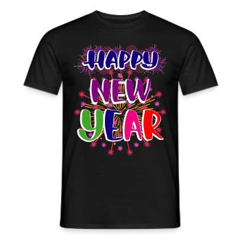 New Year Happy New Year - Men's T-Shirt - black - Front - AI Model Male 178 light (178cm)