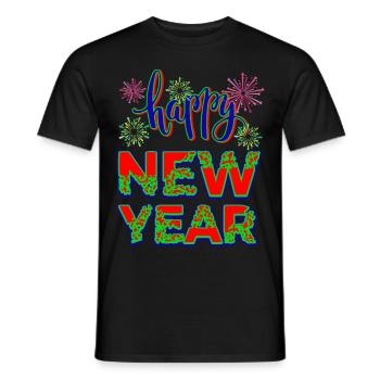 New Year Happy New Year - Men's T-Shirt - black - Front - AI Model Male 178 light (178cm)