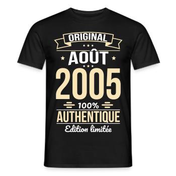 20th Anniversary - Original - August 2005 - Men's T-Shirt - black - Front - AI Model Male 178 light (178cm)
