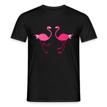 Flamingos birds pink animals - Men's T-Shirt - black - Front - AI Model Male 178 light (178cm)