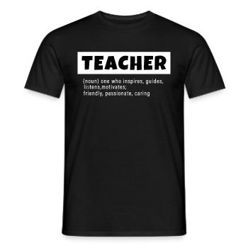 Teacher Noun Teacher Définition English Teacher - T-shirt homme - noir - Devant - AI Model Male 178 light (178cm)