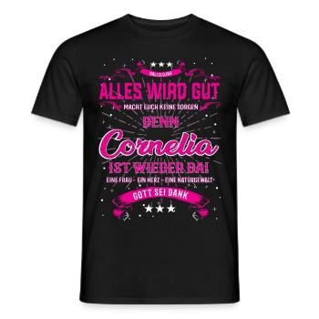 Cornelia ist da, alles wird gut T-Shirt - Männer T-Shirt - Schwarz - Vorne - AI Model Male 178 light (178cm)